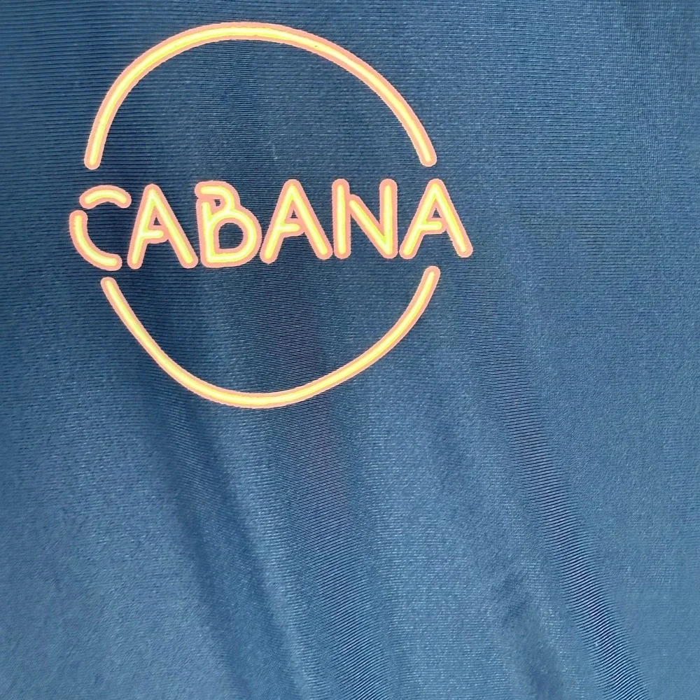 Cabana by Crown‎ & Ivy Rash Guard Men XXL Blue Alcohol You Later Graphic LS Swim